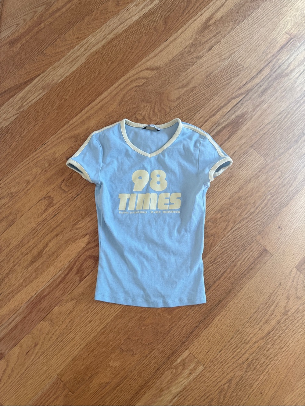 Baby tee cropped t shirt blue and yellow
